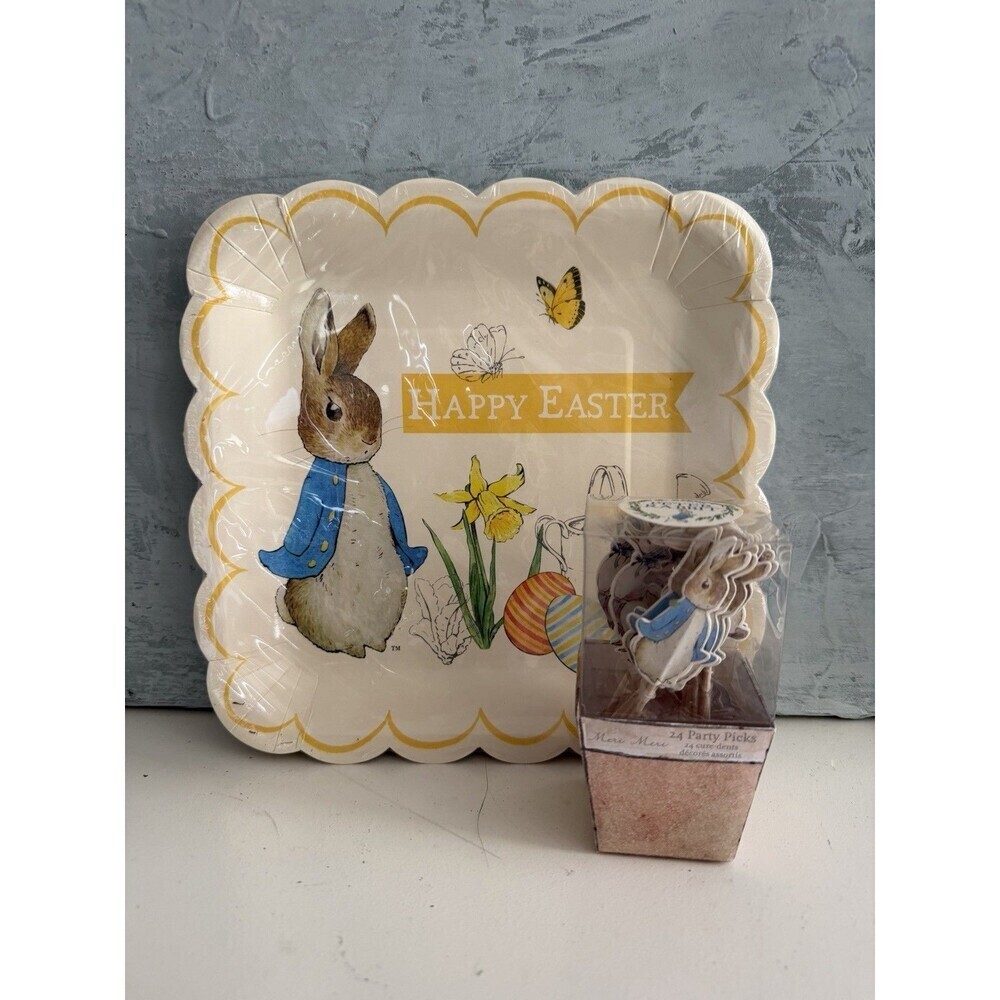 Meri Meri Beatrix Potter Peter Rabbit Paper Plates Scallop 12 Cupcake Picks (24)